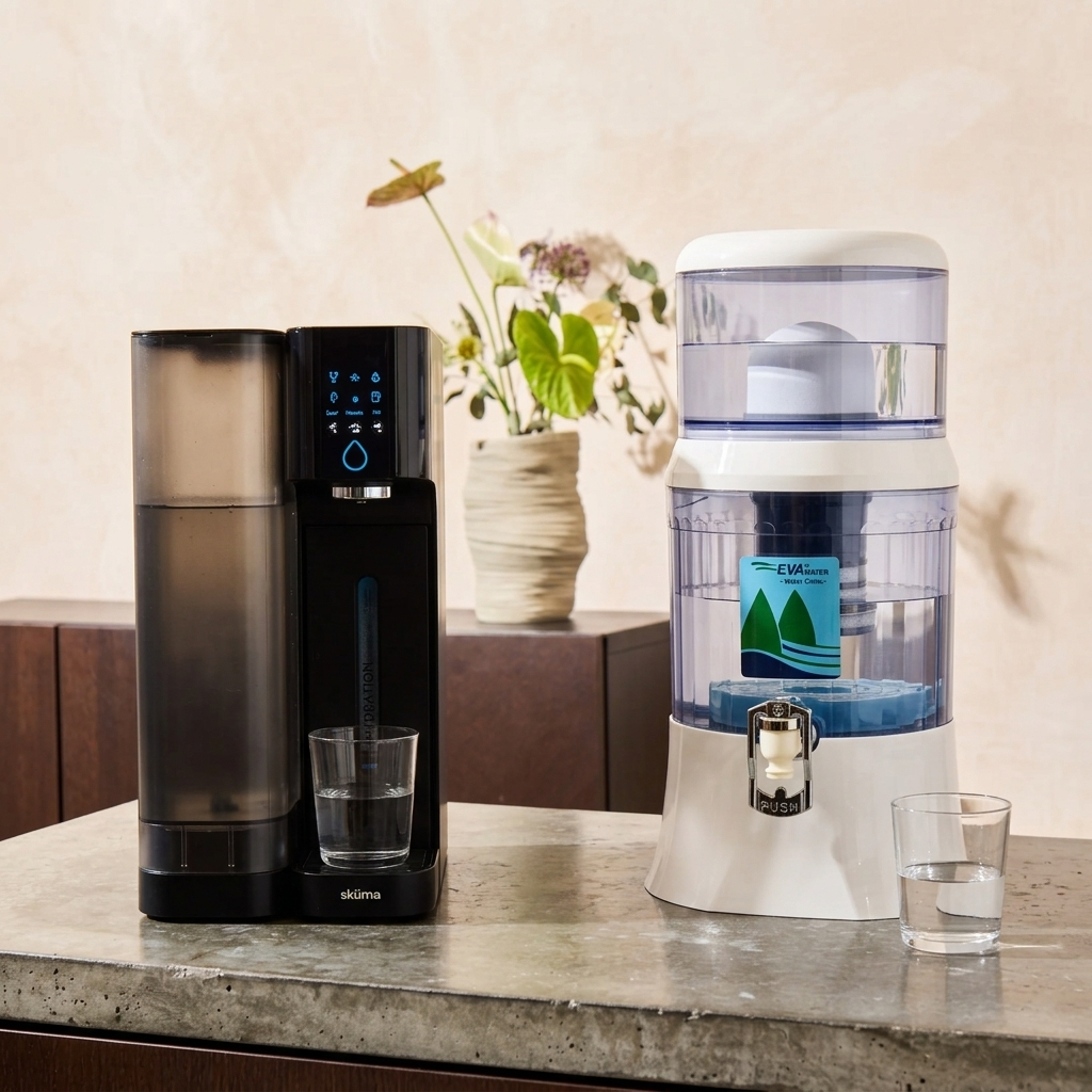 Sküma vs Fontaine EVA : osmose inverse ou fontaine à gravité céramique ?
