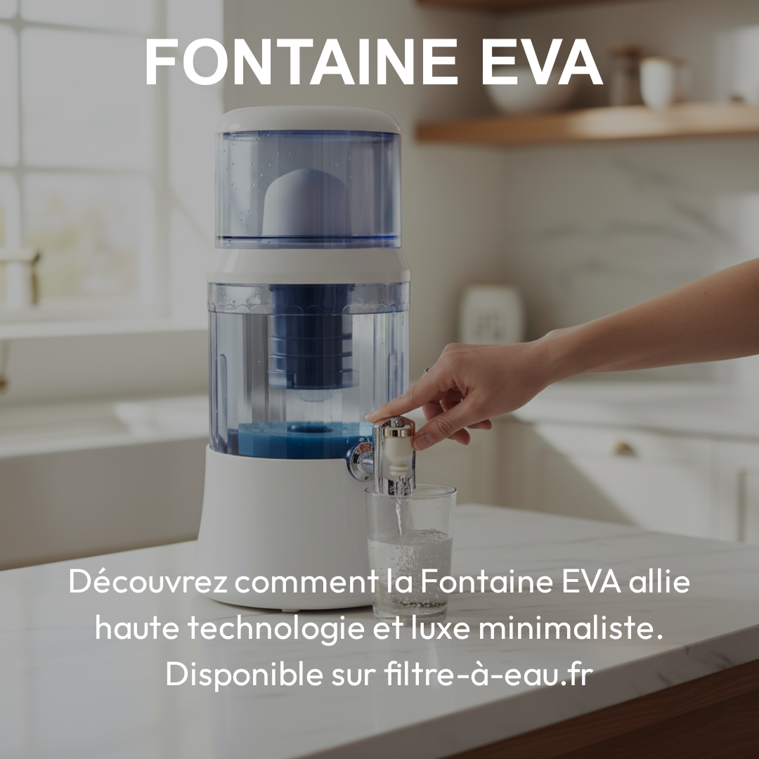 Fontaine à eau EVA 700 PLC, design épuré sur plan de travail