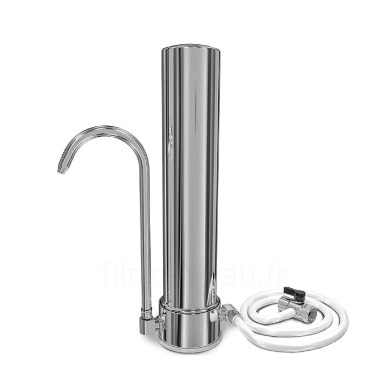 Purificateur d'eau sur évier Aragon-AQUA Geyser inox — cartouche 7000 litres